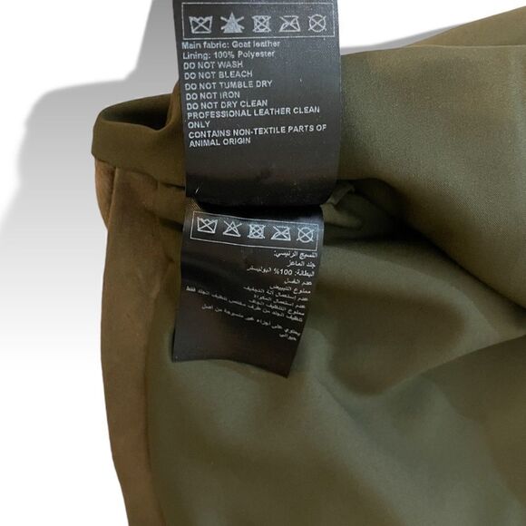 BA&SH Goat Leather Olive Green Mini Skirt |Size: S| - Picture 2 of 7